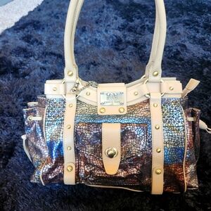 Sharif 1827 Croco Embossed Setosa Leather City Hand Bag